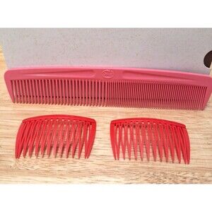 Vintage Goody USA Comb & Red Hair Combs Pink Wide Tight Teeth Unbreakable 7.5”
